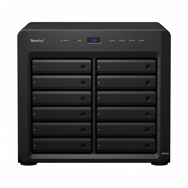 Офисный NAS-сервер Synology DiskStation DS2419+ располагает 12 отсеками для накопителей